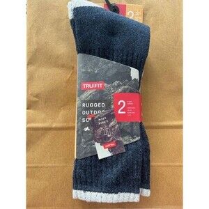 TRU FIT  Rugged Outdoor Crew Socks 2 Pair Men's Size 10-15 Blue and Gray NWT